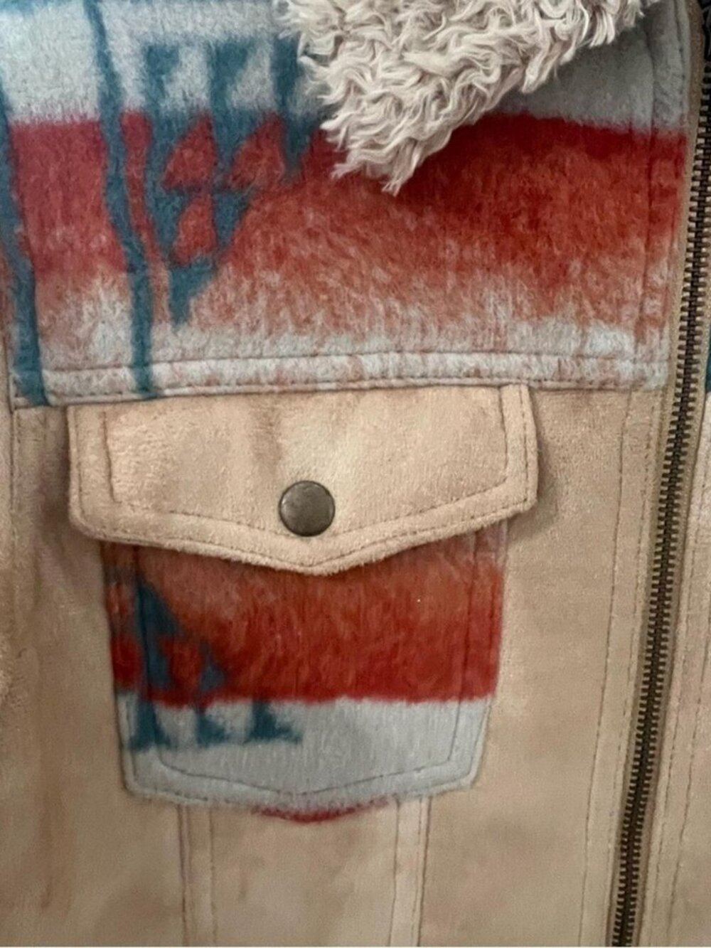 Tasha Polizzi Collection Aztec/Southwest Style Faux Suede Jacket